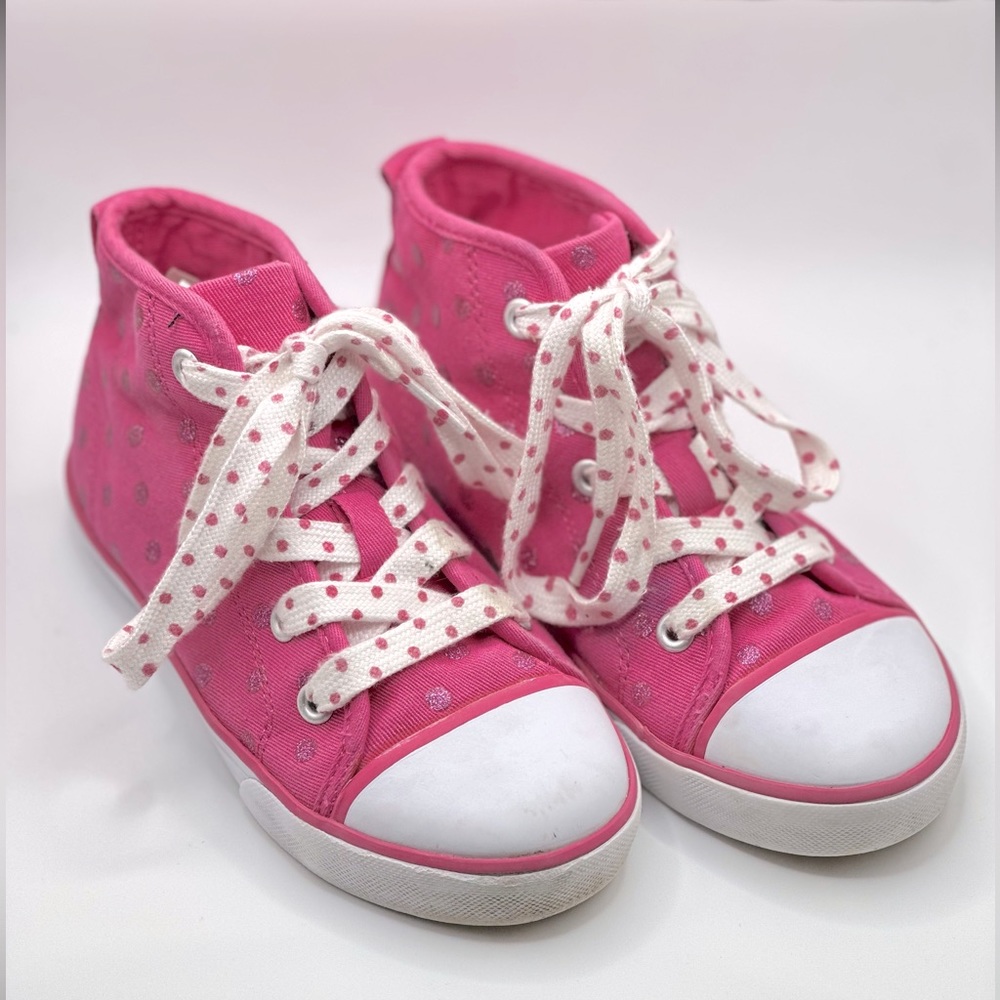 HANNA ANDERSSON SIZE 13 toddler girl Britta PINK Dot Hi-Top Sneakers shoes